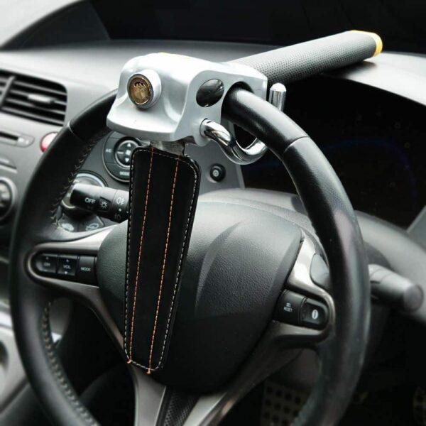 Gray PU Leather Car Steering Wheel Lock Heavy Duty Steering Lock